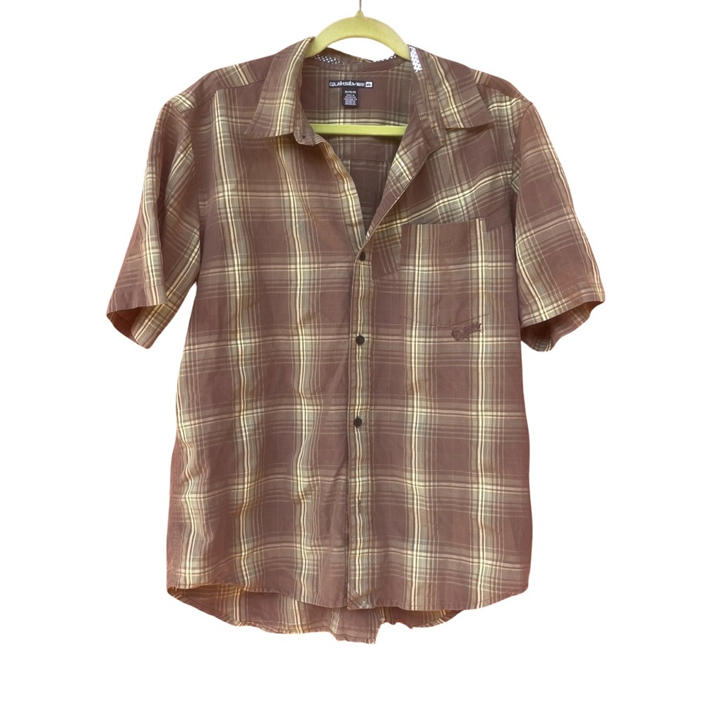 Mens Quicksilver Plaid Button up Short Sleeve